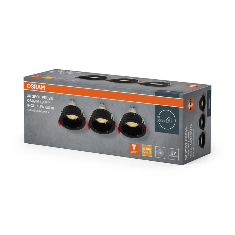 OSRAM LED Spot Recess faretti da incasso GU10 4.5W nero ⌀75 mm