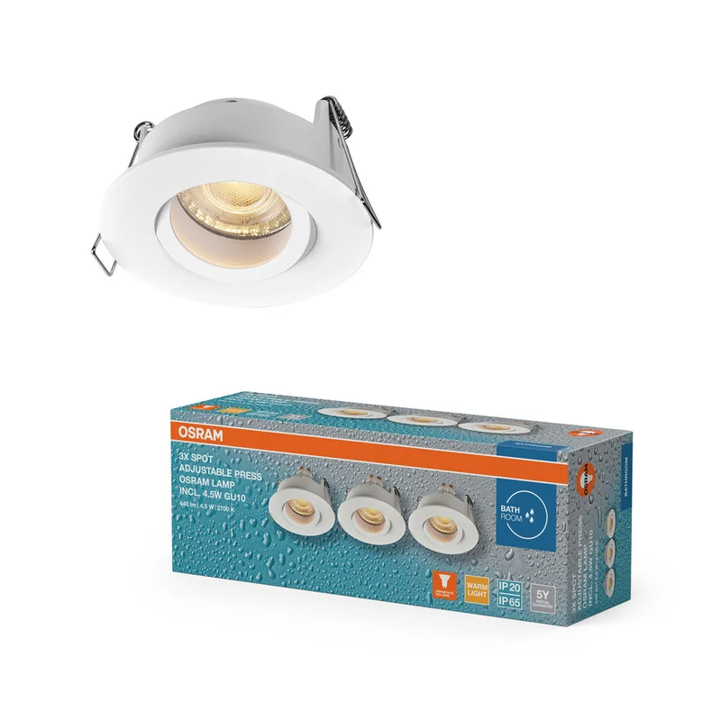 OSRAM LED Spot Recess faretti da incasso per bagno GU10 IP65 4.5W bianco ⌀68 mm