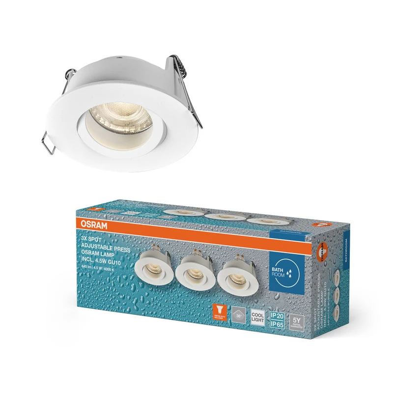 OSRAM LED Spot Recess faretti da incasso per bagno GU10 IP65 4.5W 840 bianco ⌀68 mm