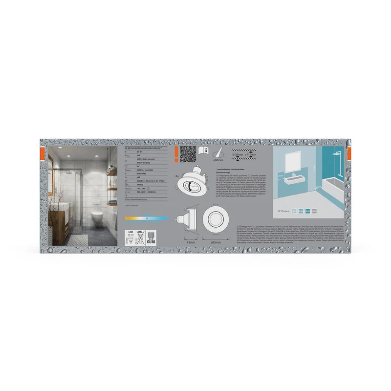 OSRAM LED Spot Recess faretti da incasso per bagno GU10 IP65 4.5W 840 bianco ⌀68 mm