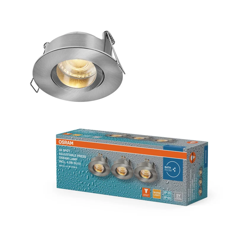 OSRAM LED Spot Recess faretti da incasso per bagno GU10 IP65 4.5W satin-nickel ⌀68 mm