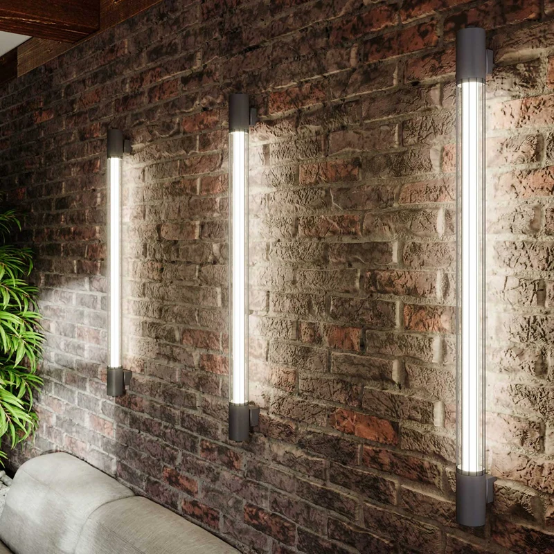 Izar - Applique murale tubulaire LED industrielle en acier noir