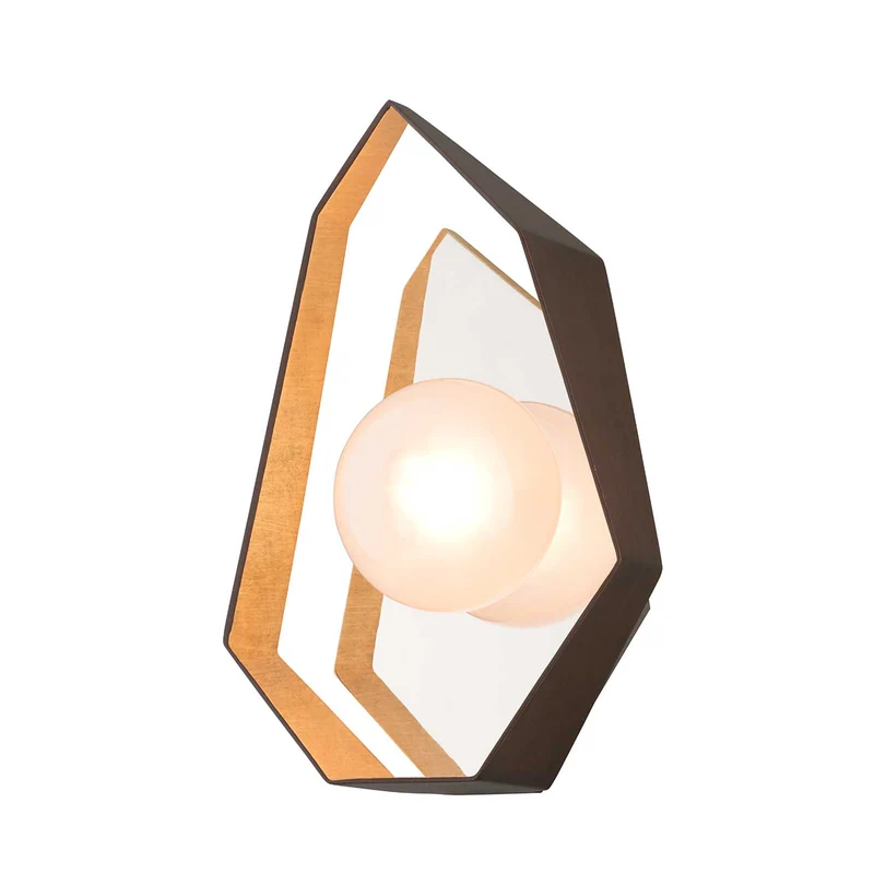 Origami - Applique murale en bronze et verre, style contemporain