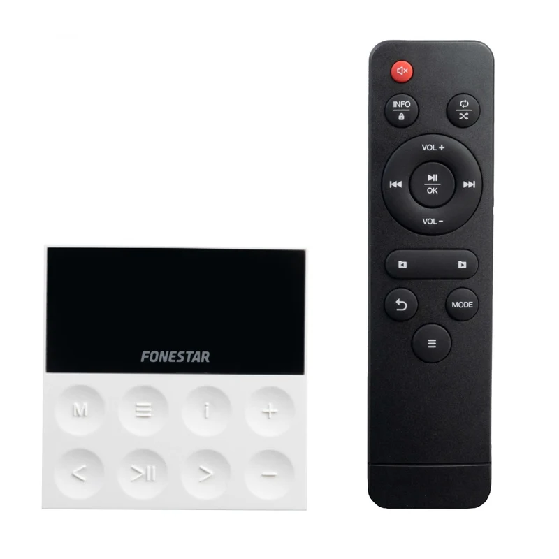 Fonestar KS-WALL Set sistema audio completo di 4 altoparlanti, un amplificatore player da parete, un telecomando per controllo remoto, Bluetooth, USB, MP3