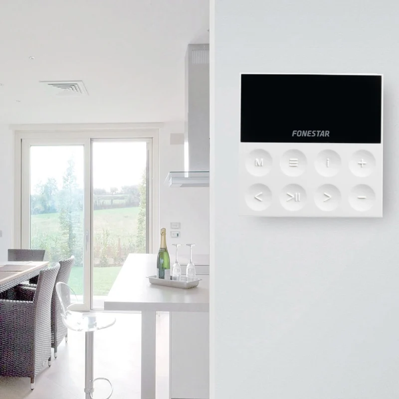 Fonestar KS-WALL Set sistema audio completo di 4 altoparlanti, un amplificatore player da parete, un telecomando per controllo remoto, Bluetooth, USB, MP3