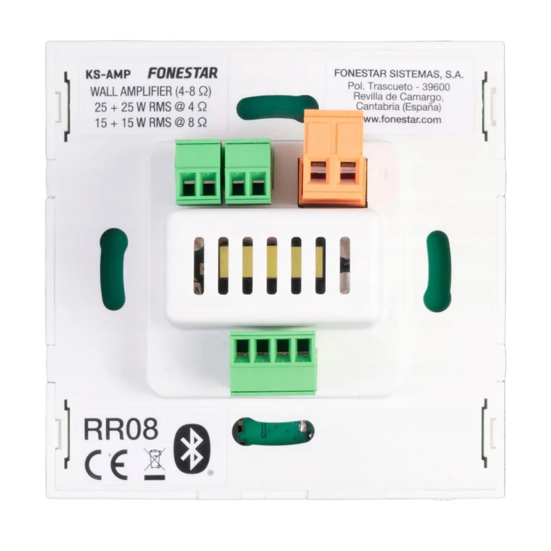 Fonestar KS-WALL Set sistema audio completo di 2 altoparlanti, un amplificatore player da parete, un telecomando per controllo remoto, Bluetooth, USB, MP3