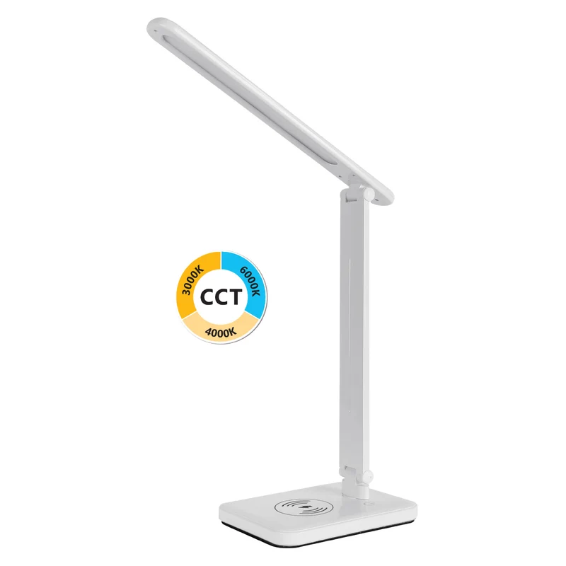Alcapower Vera Lampada LED da tavolo con ricarica wireless, 250 lumen, lampada orientabile 180°, lampada con intensita e temperatura dimmerabili da 3000K a 6000K