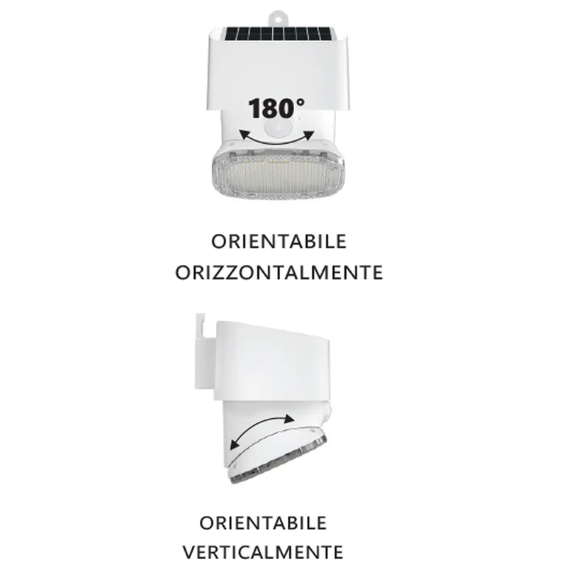 Alcapower Led solare da parete orientabili, con sensore crepuscolare e di movimento, lampada a led da esterni 4000K, 2000lm