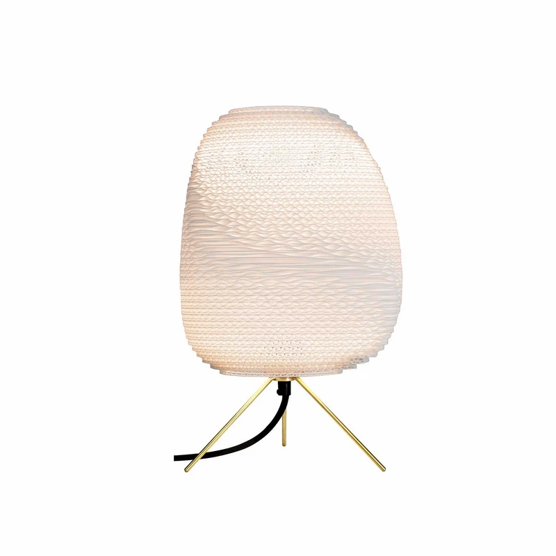 Ebey Table - Lampe à poser en carton recyclé et laiton, style contemporain, H 34 cm