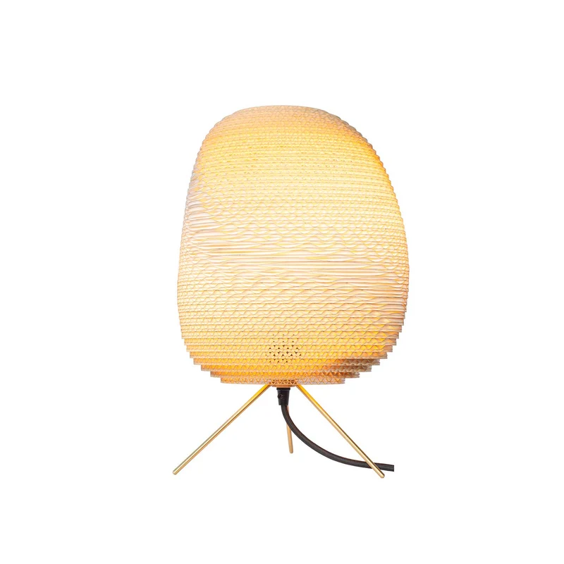 Ebey Table - Lampe à poser en carton recyclé et laiton, style contemporain, H 34 cm