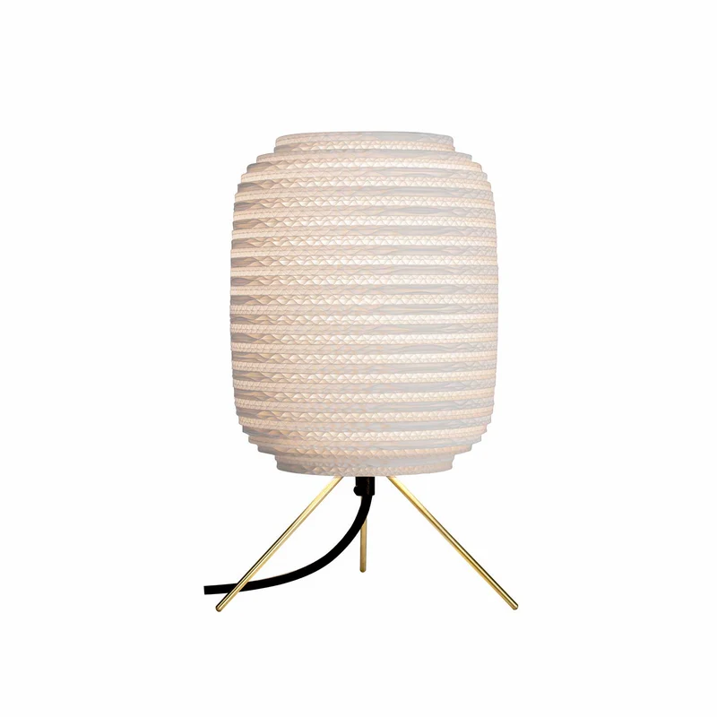 Ausi Table - Lampe à poser en carton recyclé et laiton, style contemporain, H 28 cm