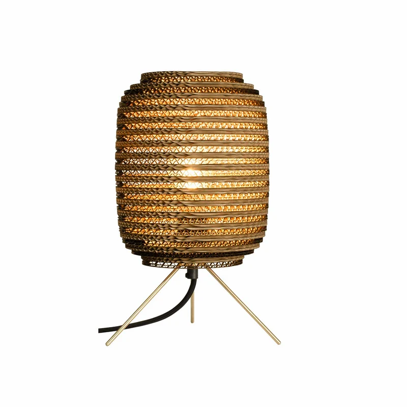 Ausi Table - Lampe à poser en carton recyclé et laiton, style contemporain, H 28 cm