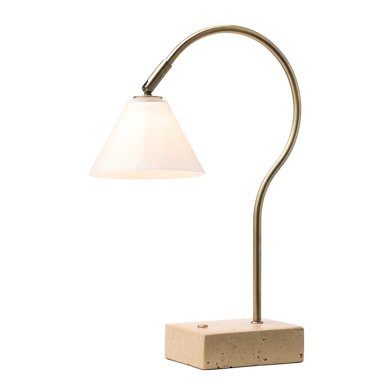 Question - Lampe sans fil LED en verre, acier et travertin, style contemporain