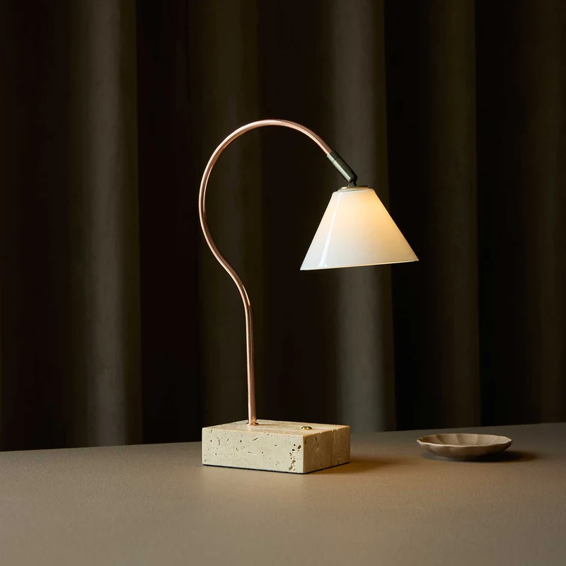 Question - Lampe sans fil LED en verre, acier et travertin, style contemporain