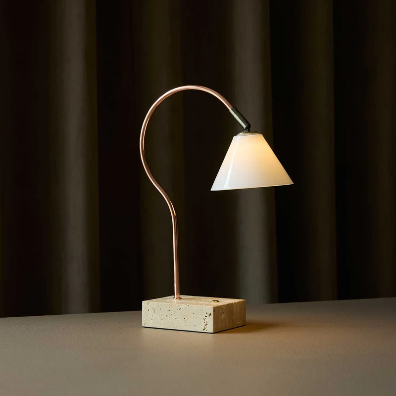 Question - Lampe sans fil LED en verre, acier et travertin, style contemporain