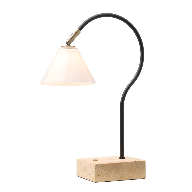 Question - Lampe sans fil LED en verre, acier et travertin, style contemporain