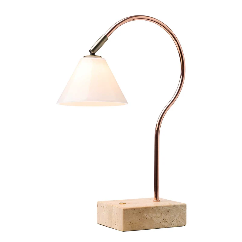 Question - Lampe sans fil LED en verre, acier et travertin, style contemporain