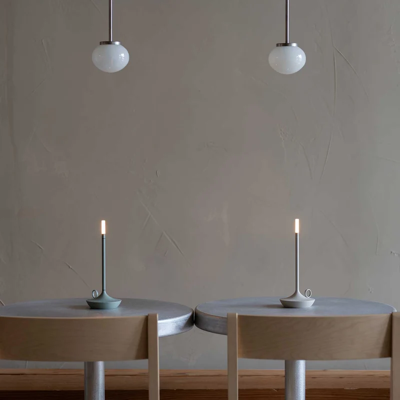 Wick - Lampe à poser LED rechargeable en aluminium et acrylique, style vintage, H 16,5 ou 26 cm