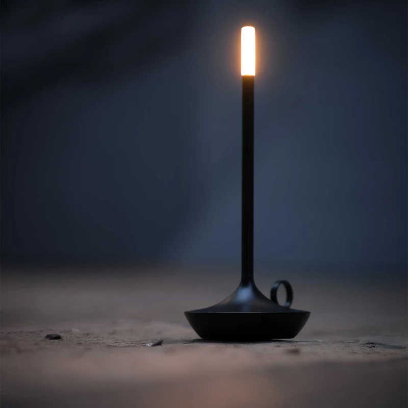 Wick - Lampe à poser LED rechargeable en aluminium et acrylique, style vintage, H 16,5 ou 26 cm