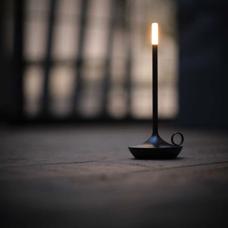 Wick - Lampe à poser LED rechargeable en aluminium et acrylique, style vintage, H 16,5 ou 26 cm