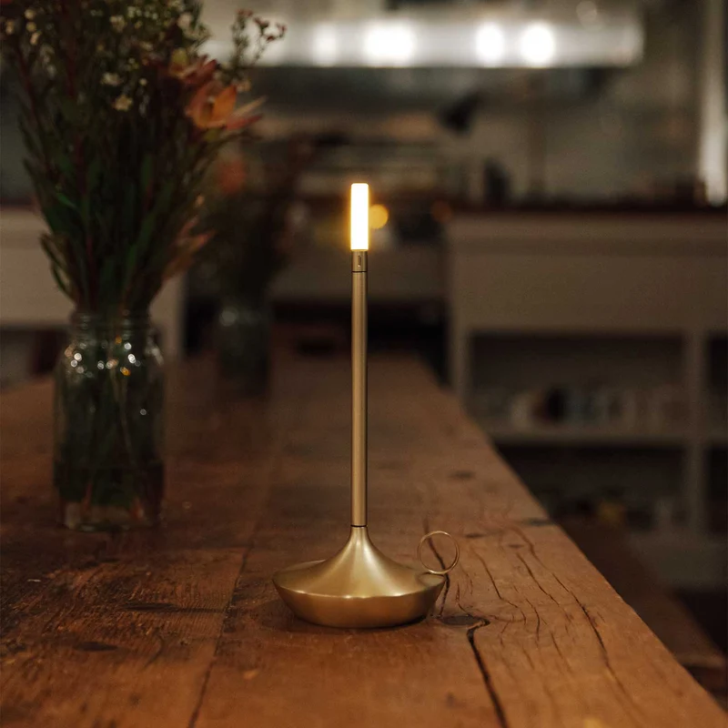 Wick - Lampe à poser LED rechargeable en aluminium et acrylique, style vintage, H 16,5 ou 26 cm