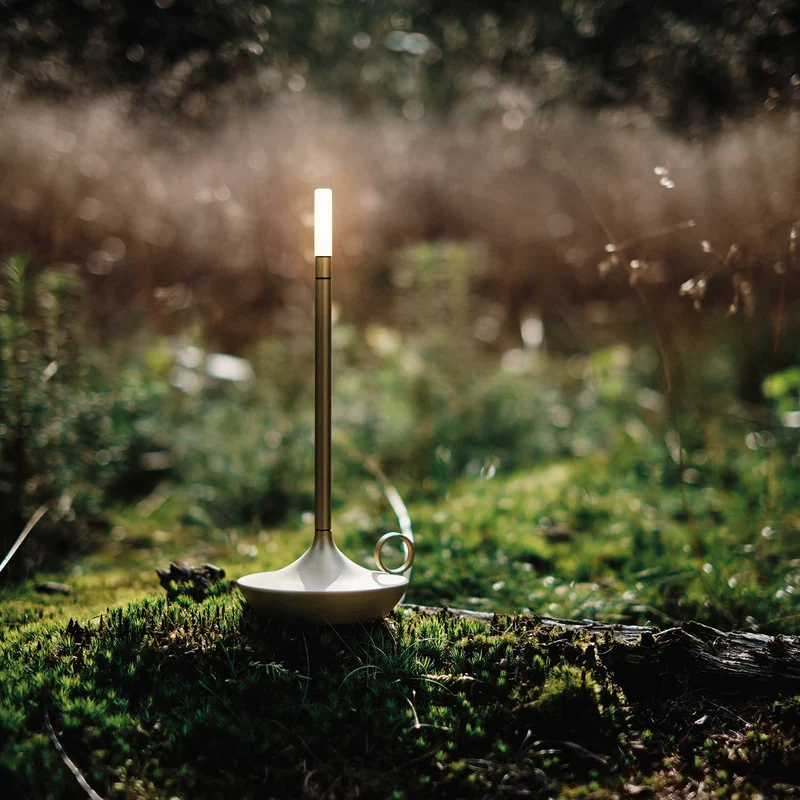 Wick - Lampe à poser LED rechargeable en aluminium et acrylique, style vintage, H 16,5 ou 26 cm