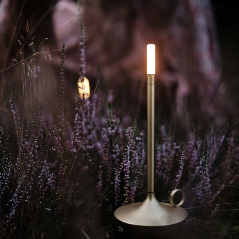 Wick - Lampe à poser LED rechargeable en aluminium et acrylique, style vintage, H 16,5 ou 26 cm