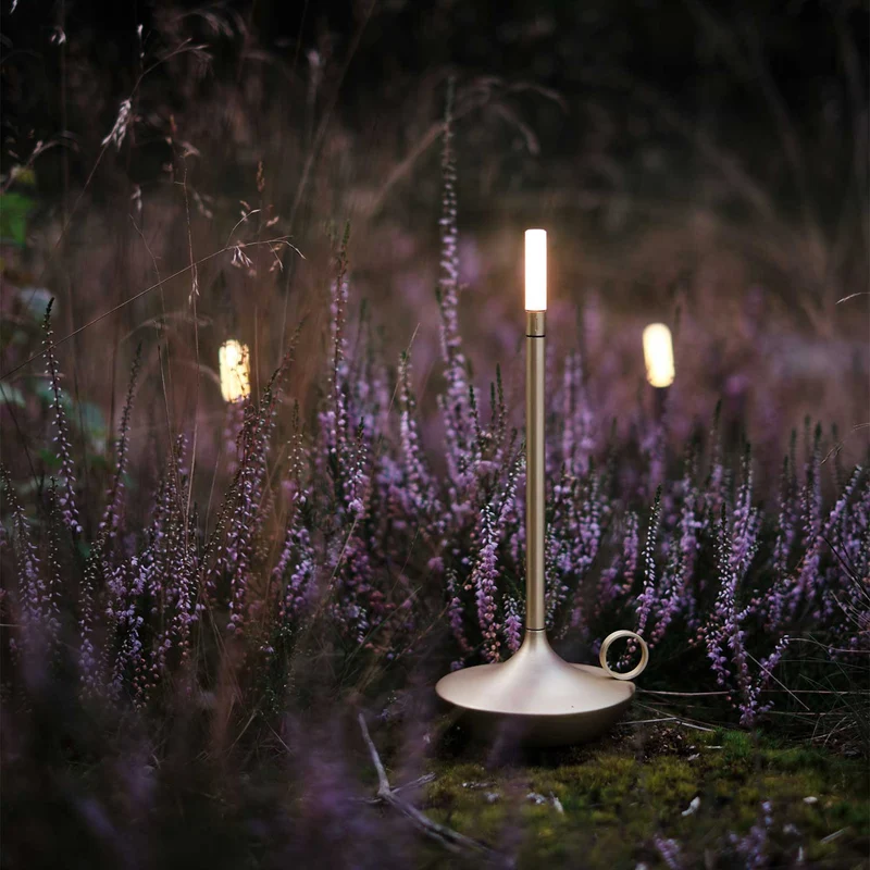 Wick - Lampe à poser LED rechargeable en aluminium et acrylique, style vintage, H 16,5 ou 26 cm