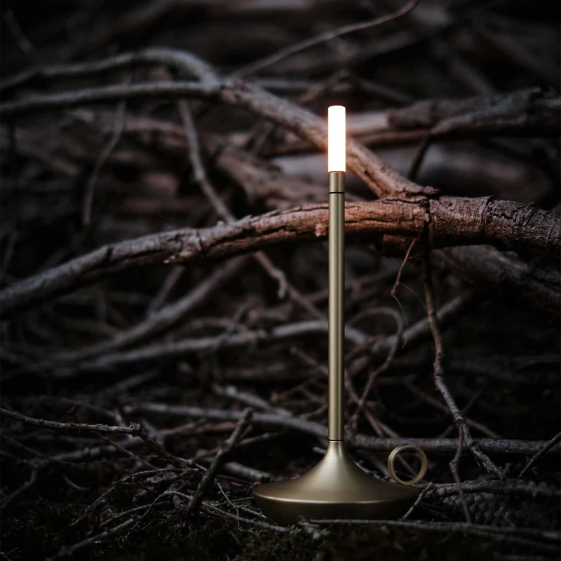 Wick - Lampe à poser LED rechargeable en aluminium et acrylique, style vintage, H 16,5 ou 26 cm