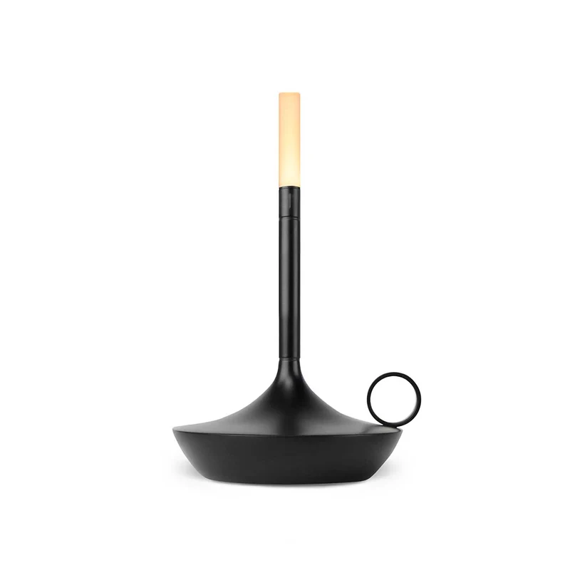 Wick - Lampe à poser LED rechargeable en aluminium et acrylique, style vintage, H 16,5 ou 26 cm