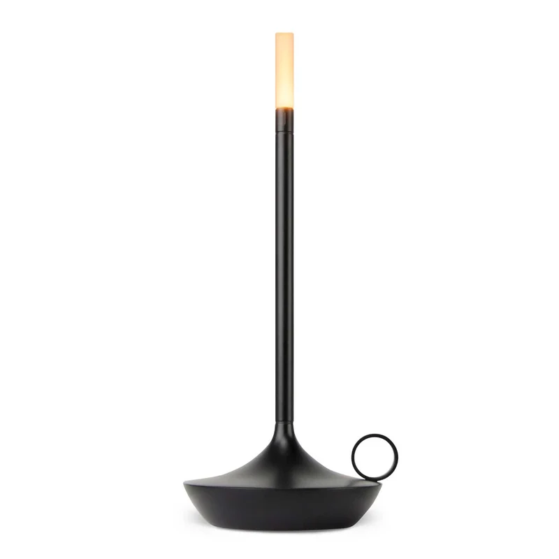 Wick - Lampe à poser LED rechargeable en aluminium et acrylique, style vintage, H 16,5 ou 26 cm