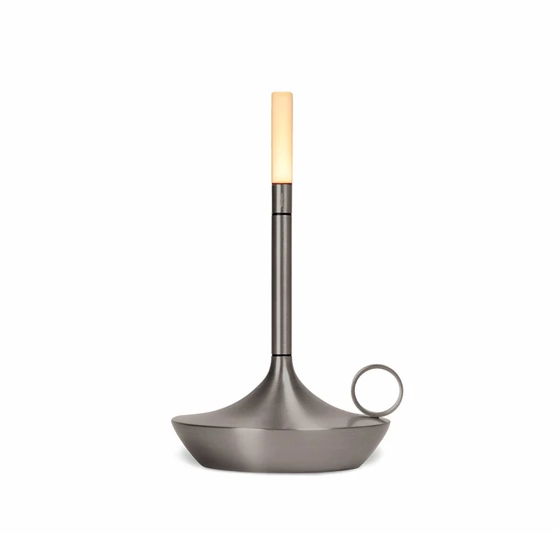 Wick - Lampe à poser LED rechargeable en aluminium et acrylique, style vintage, H 16,5 ou 26 cm