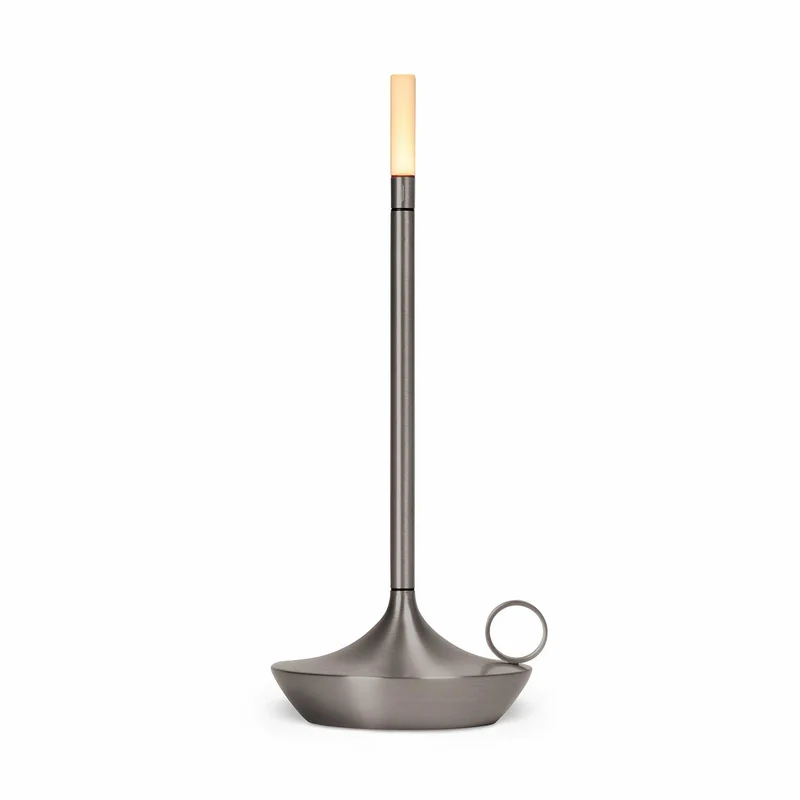 Wick - Lampe à poser LED rechargeable en aluminium et acrylique, style vintage, H 16,5 ou 26 cm