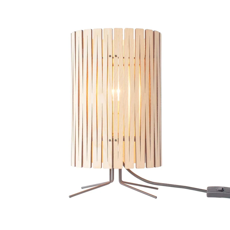 Kerflights Table Lamp - Lampe à poser en contreplaqué et acier, style contemporain, H 39 ou 47 cm