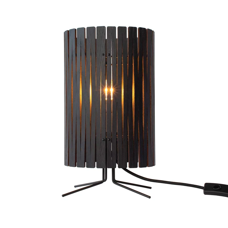 Kerflights Table Lamp - Lampe à poser en contreplaqué et acier, style contemporain, H 39 ou 47 cm