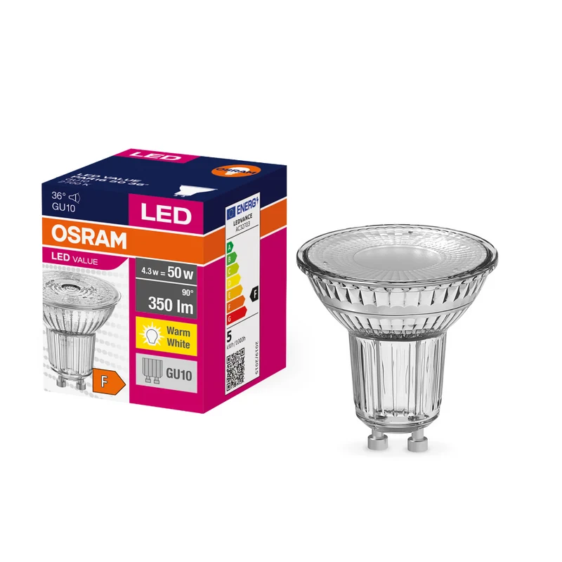 OSRAM LED Faretto Value PAR16 50 36° 4.3W 827 GU10, Bianco caldo