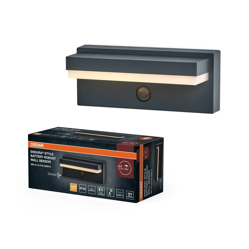OSRAM ENDURA® STYLE USB ROBUSTO SENSORE Applique IP54 USB Grigio scuro