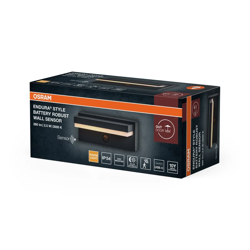 OSRAM ENDURA® STYLE USB ROBUSTO SENSORE Applique IP54 USB Grigio scuro