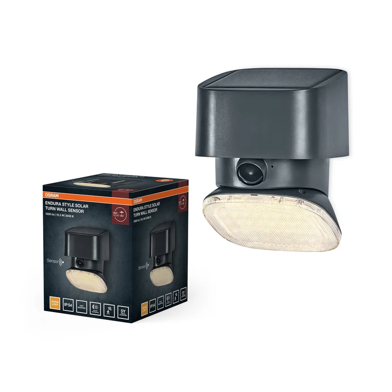 OSRAM ENDURA® STYLE SOLAR BRIGHT SENSORE DI MOVIMENTO Lampada da parete Turn IP54 Grigio scuro