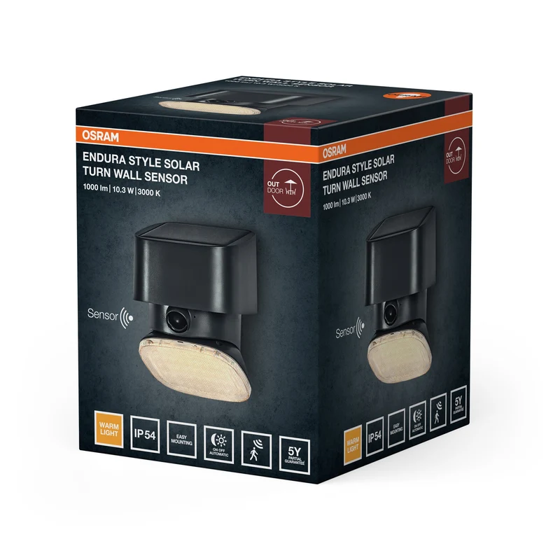OSRAM ENDURA® STYLE SOLAR BRIGHT SENSORE DI MOVIMENTO Lampada da parete Turn IP54 Grigio scuro