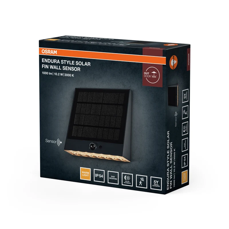 ENDURA STYLE SOLAR BRIGHT SENSOR lampada da parete Fin IP54 grigio scuro