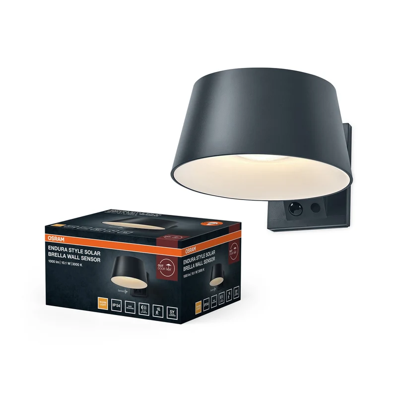 OSRAM ENDURA® STYLE SOLAR BRIGHT SENSOR lampada da parete Brella IP54 grigio scuro