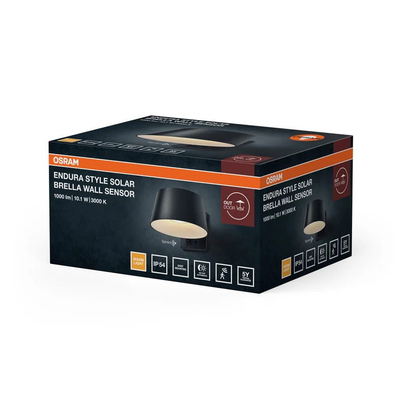 OSRAM ENDURA® STYLE SOLAR BRIGHT SENSOR lampada da parete Brella IP54 grigio scuro