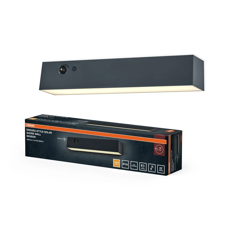 OSRAM ENDURA® STYLE SOLAR BRIGHT SENSORE LAMPADA DA PARETE con sensore di movimento IP54 grigio scuro