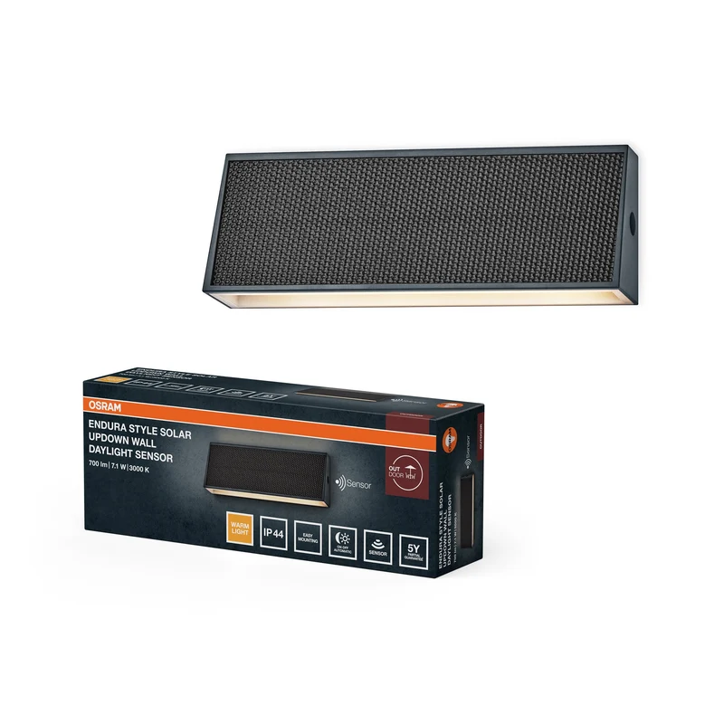 OSRAM ENDURA® STYLE SOLAR BRIGHT SENSORE DI LUCE DIURNA LAMPADA DA PARETE con sensore di movimento IP54 grigio scuro