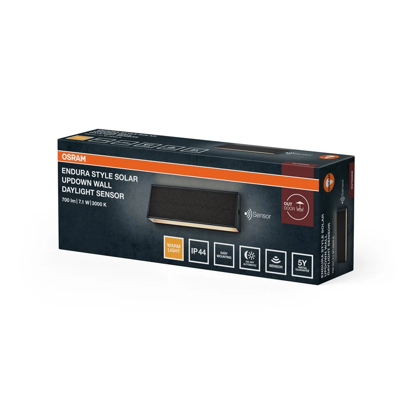 OSRAM ENDURA® STYLE SOLAR BRIGHT SENSORE DI LUCE DIURNA LAMPADA DA PARETE con sensore di movimento IP54 grigio scuro