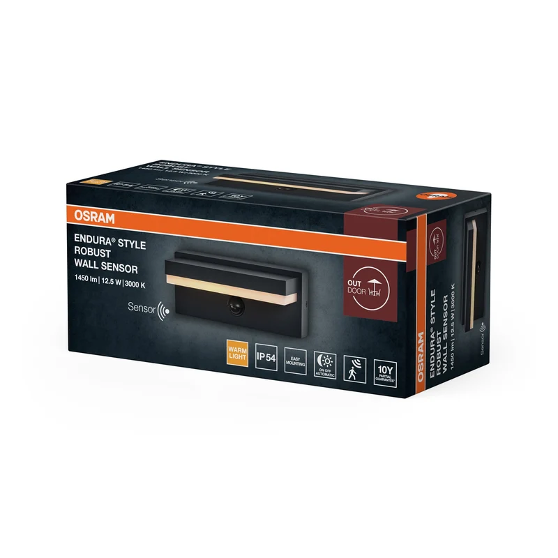 OSRAM ENDURA® STYLE ROBUST Lampada da parete con sensore di movimento IP54 Grigio scuro