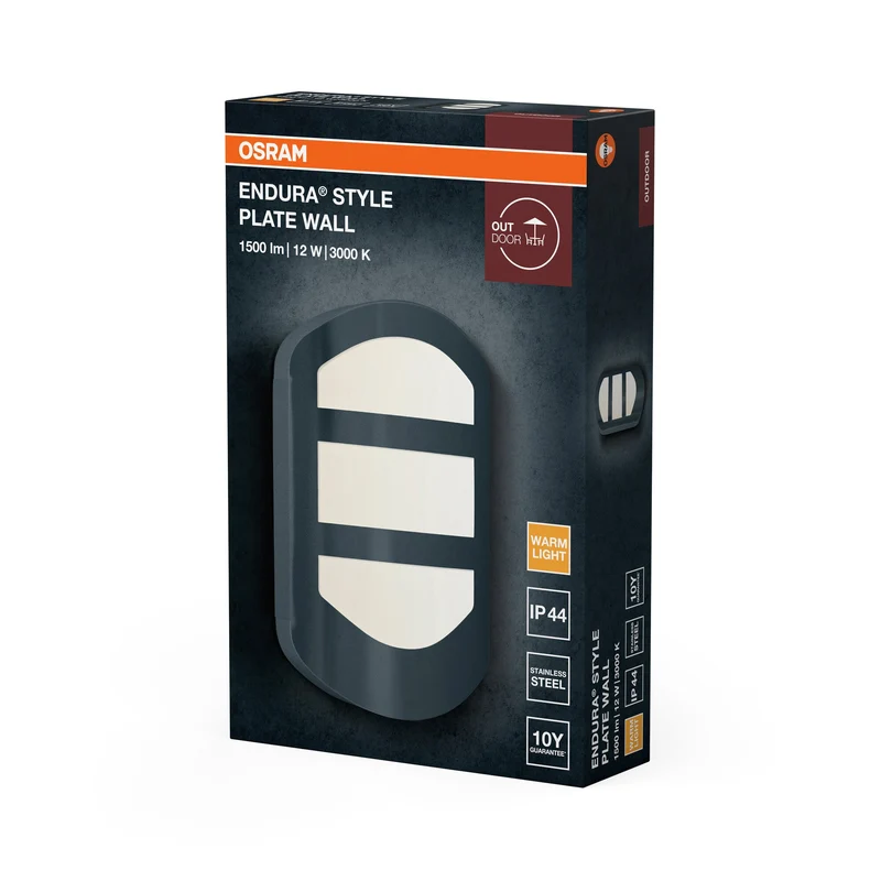 OSRAM ENDURA® STYLE PLATE lampada da parete 12.5W grigio scuro
