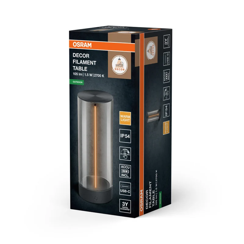 OSRAM ENDURA® STYLE DECOR FILAMENT Lampada da tavolo USB IP54 Dimmerabile