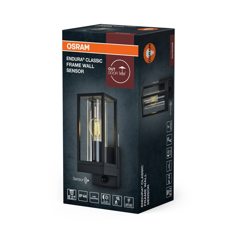 OSRAM ENDURA® CLASSIC FRAME lampada da parete con sensore E27 IP54 grigio scuro